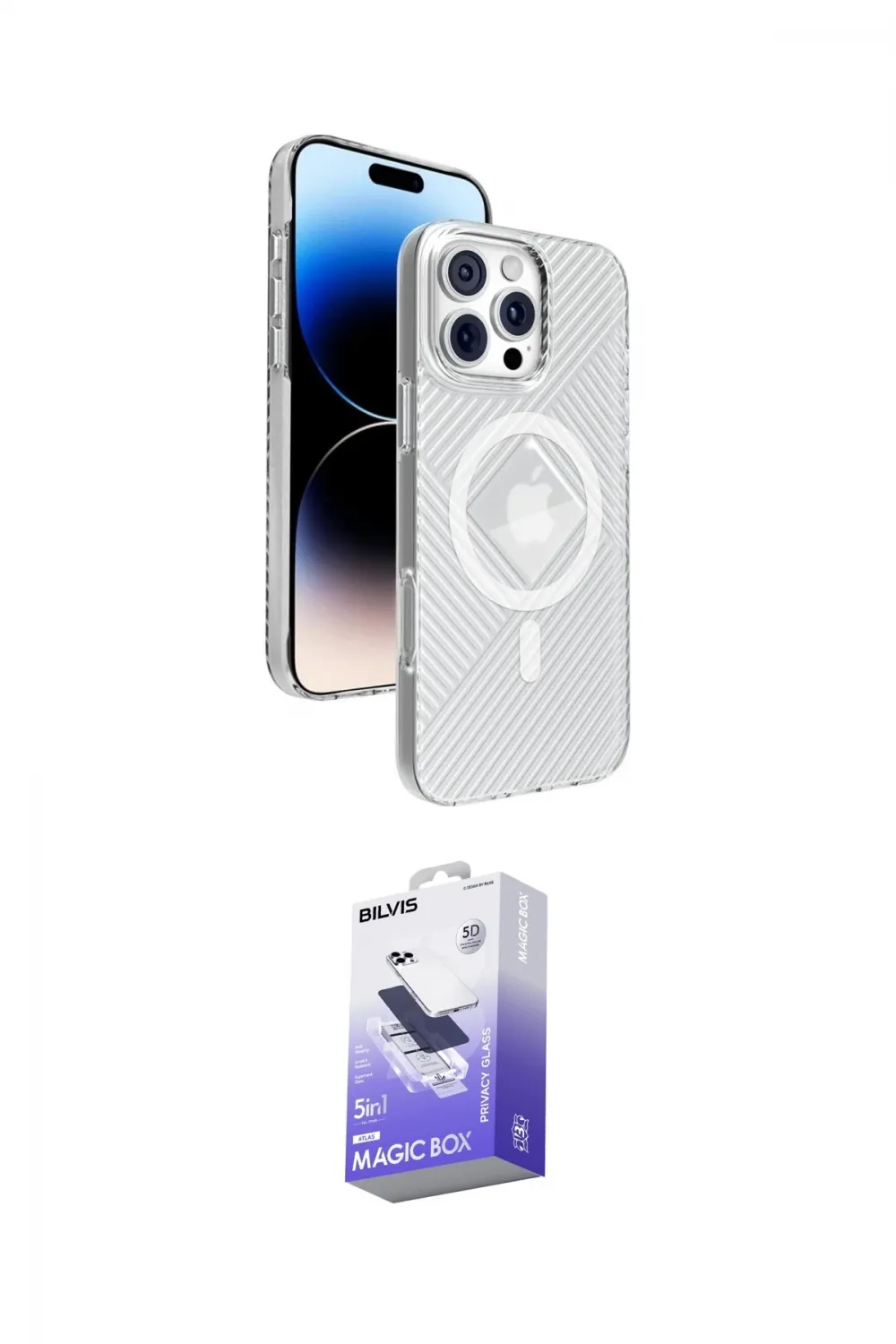 ieg™ iPhone 16 Pro Kılıf Nova Modern Prime - Siyah Bilvis 5in1 5D Magic Hayalet Cam Ekran Koruyucu