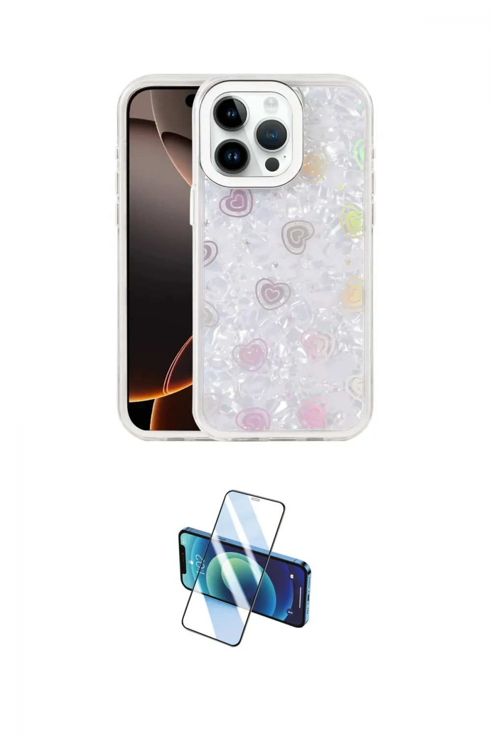 ieg™ iPhone 16 Pro Kılıf Odak Prime - Siyah 3D Antistatik Cam Ekran Koruyucu