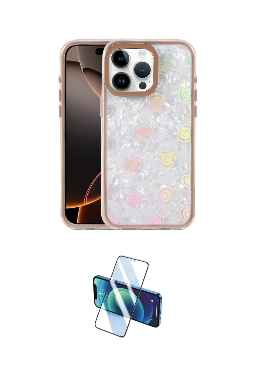 ieg™ iPhone 16 Pro Kılıf Odak Prime - Siyah 3D Antistatik Cam Ekran Koruyucu