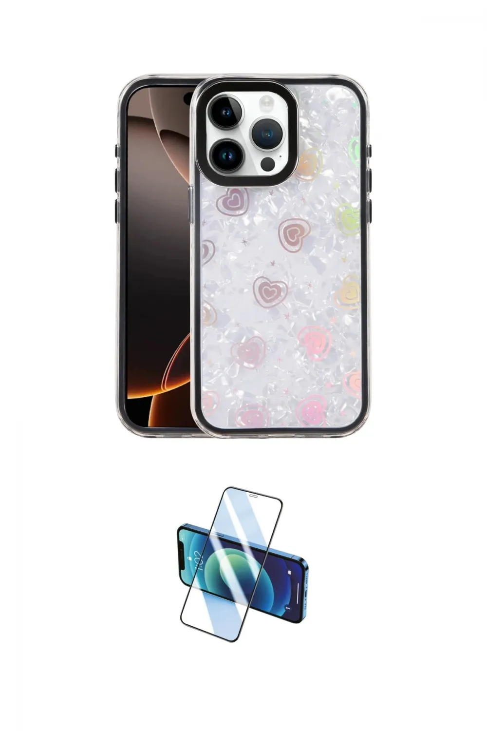 ieg™ iPhone 16 Pro Kılıf Odak Prime - Siyah 3D Antistatik Cam Ekran Koruyucu