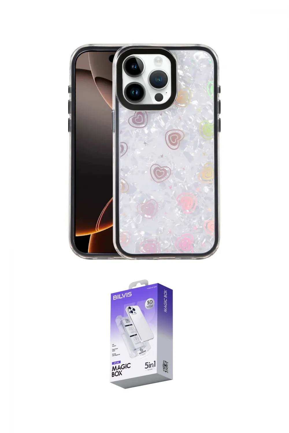 ieg™ iPhone 16 Pro Kılıf Odak Prime - Siyah Bilvis 5in1 3D Magic Cam Ekran Koruyucu