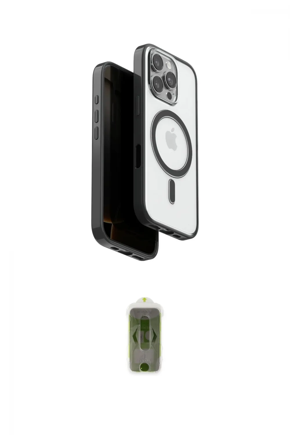 ieg™ iPhone 16 Pro Kılıf Pusula Form Serisi - Siyah Joko Magic 5D Hayalet Cam