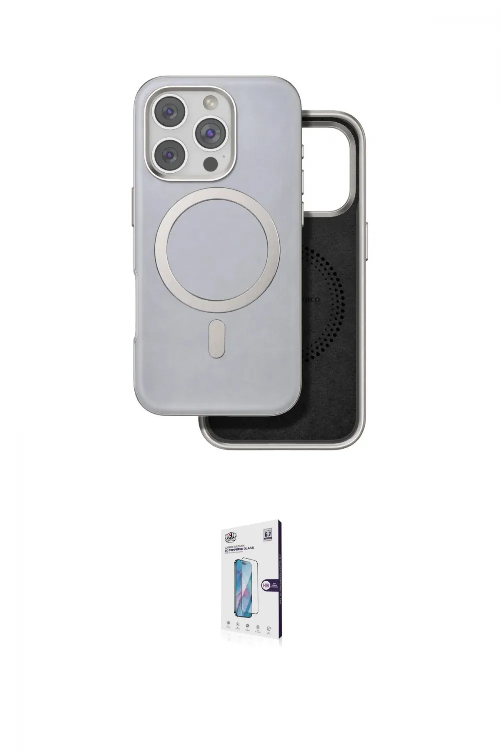 ieg™ iPhone 16 Pro Kılıf Pusula Işık Koleksiyonu - Siyah Bilvis 0.18mm Plus Cam Ekran Koruyucu