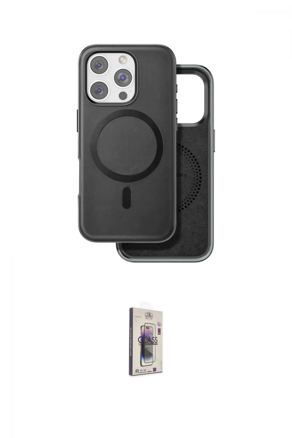 ieg™ iPhone 16 Pro Kılıf Pusula Işık Koleksiyonu - Siyah Bilvis 3D Cam Ekran Koruyucu