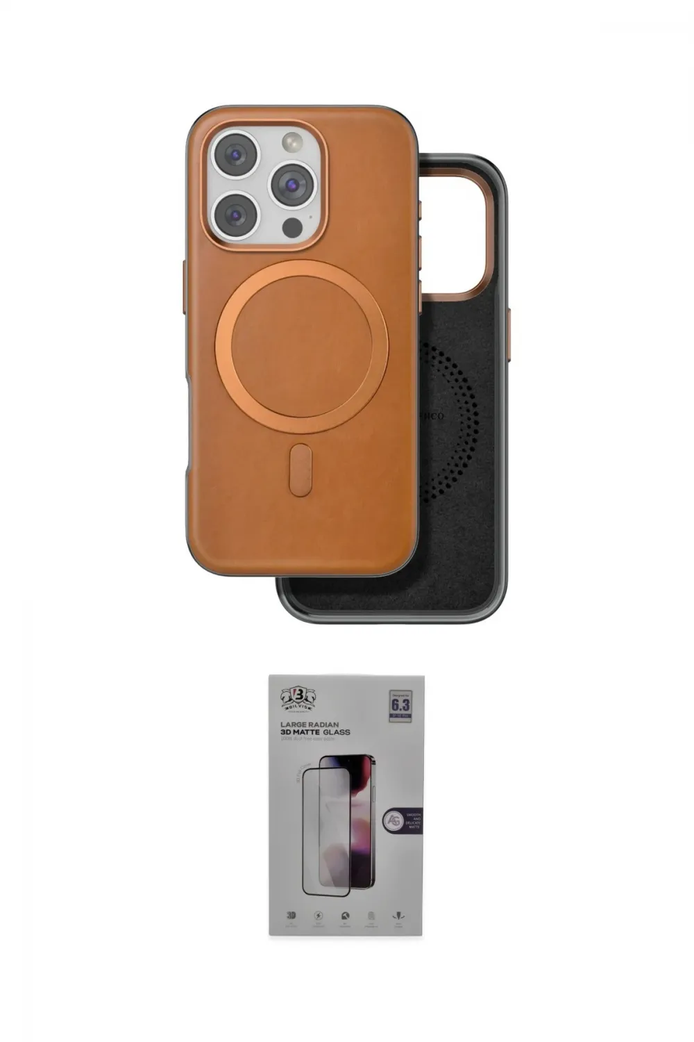 ieg™ iPhone 16 Pro Kılıf Pusula Işık Koleksiyonu - Siyah Bilvis 3D Mat Cam Ekran Koruyucu