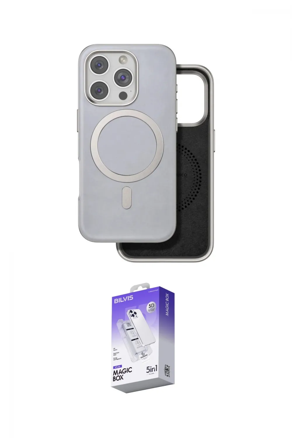 ieg™ iPhone 16 Pro Kılıf Pusula Işık Koleksiyonu - Siyah Bilvis 5in1 3D Magic Cam Ekran Koruyucu