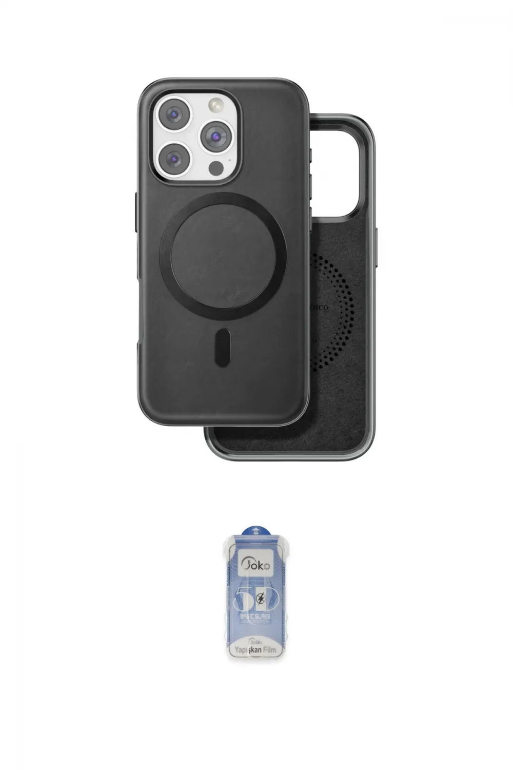 ieg™ iPhone 16 Pro Kılıf Pusula Işık Koleksiyonu - Siyah Joko Magic 5D Cam