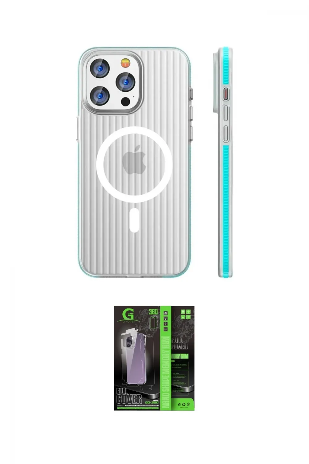 ieg™ iPhone 16 Pro Kılıf Pusula Minimal Koleksiyonu - Şeffaf 360 Full Body Arka Koruyucu