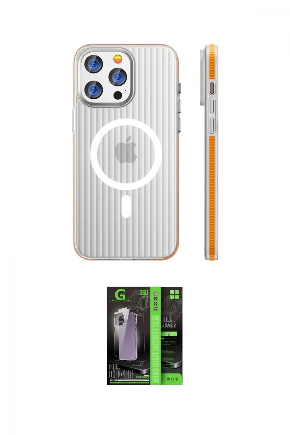ieg™ iPhone 16 Pro Kılıf Pusula Minimal Koleksiyonu - Şeffaf 360 Full Body Arka Koruyucu