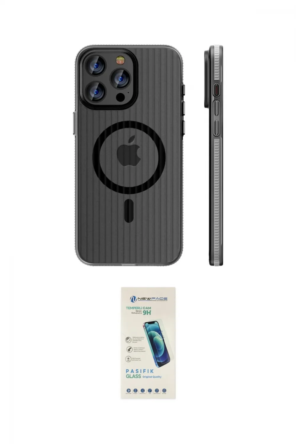 ieg™ iPhone 16 Pro Kılıf Pusula Minimal Koleksiyonu - Şeffaf Pasifik Cam Ekran Koruyucu
