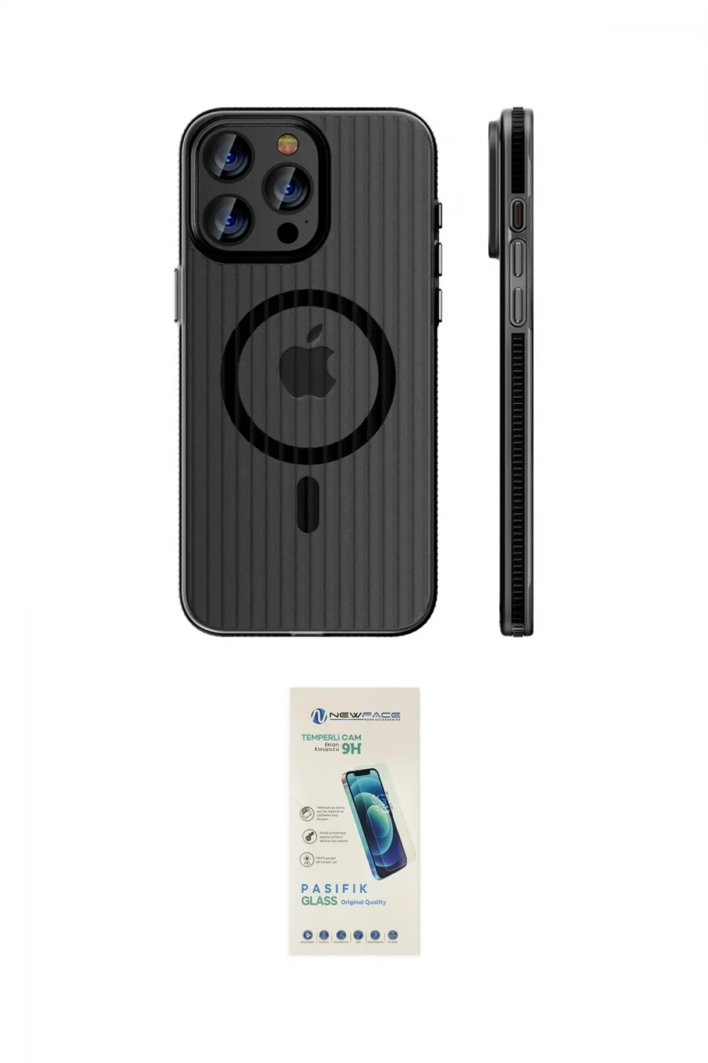 ieg™ iPhone 16 Pro Kılıf Pusula Minimal Koleksiyonu - Şeffaf Pasifik Cam Ekran Koruyucu