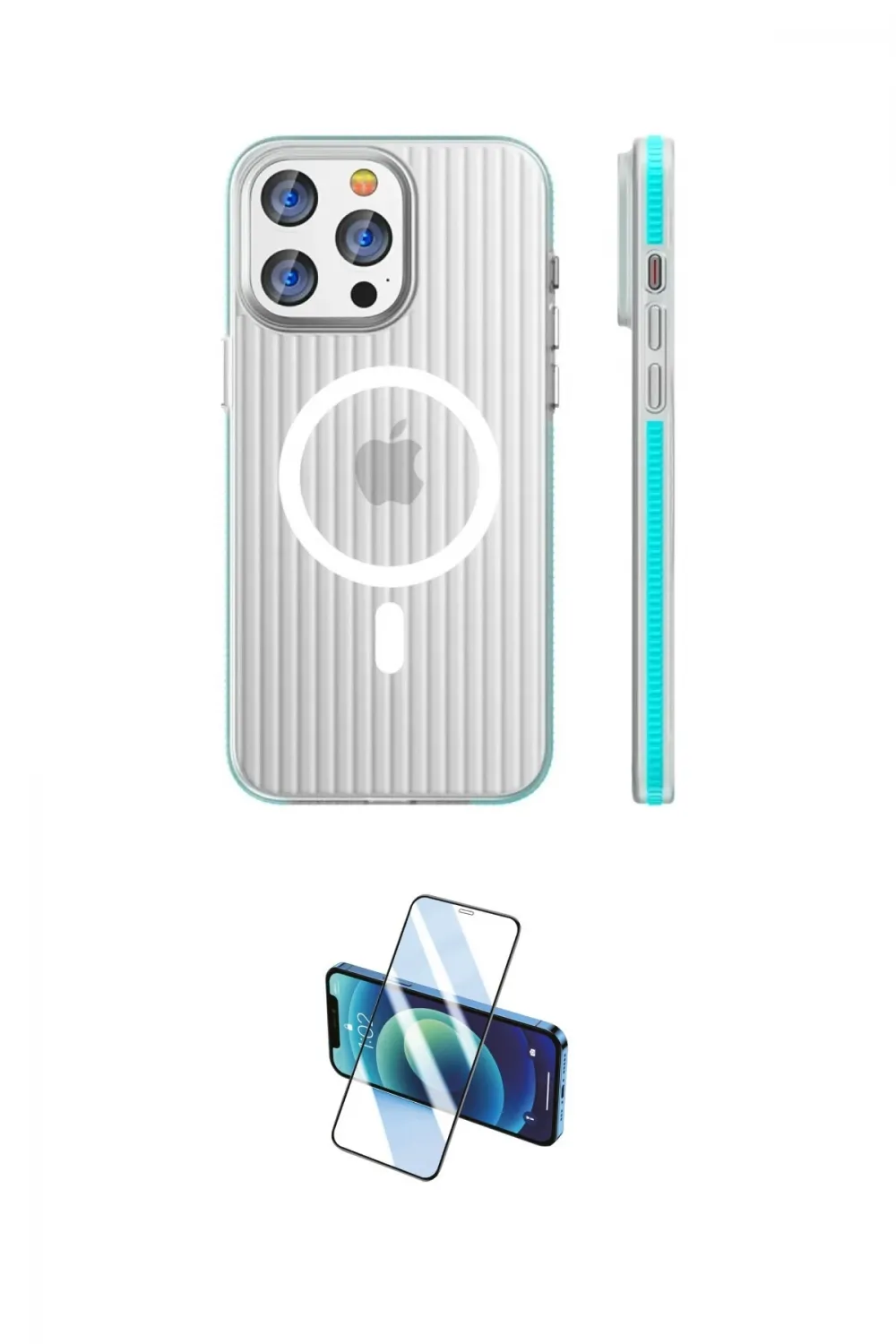 ieg™ iPhone 16 Pro Kılıf Pusula Minimal Koleksiyonu - Siyah 3D Antistatik Cam Ekran Koruyucu