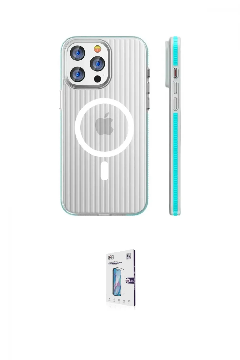 ieg™ iPhone 16 Pro Kılıf Pusula Minimal Koleksiyonu - Siyah Bilvis 0.18mm Plus Cam Ekran Koruyucu