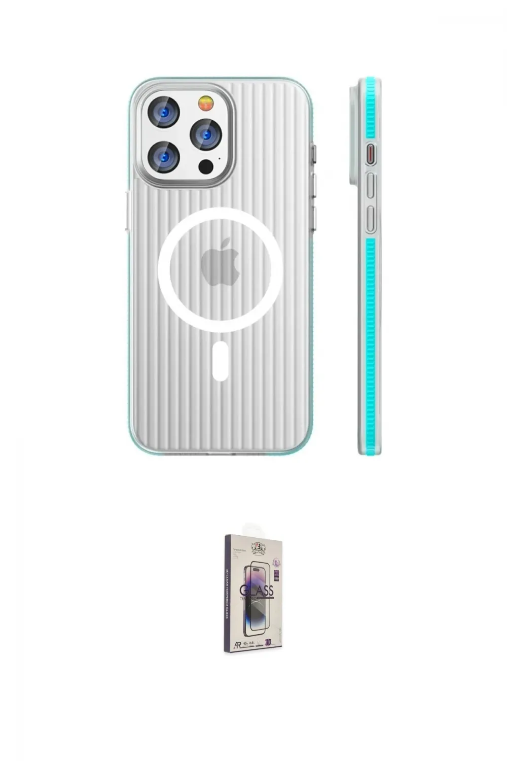 ieg™ iPhone 16 Pro Kılıf Pusula Minimal Koleksiyonu - Siyah Bilvis 3D Cam Ekran Koruyucu