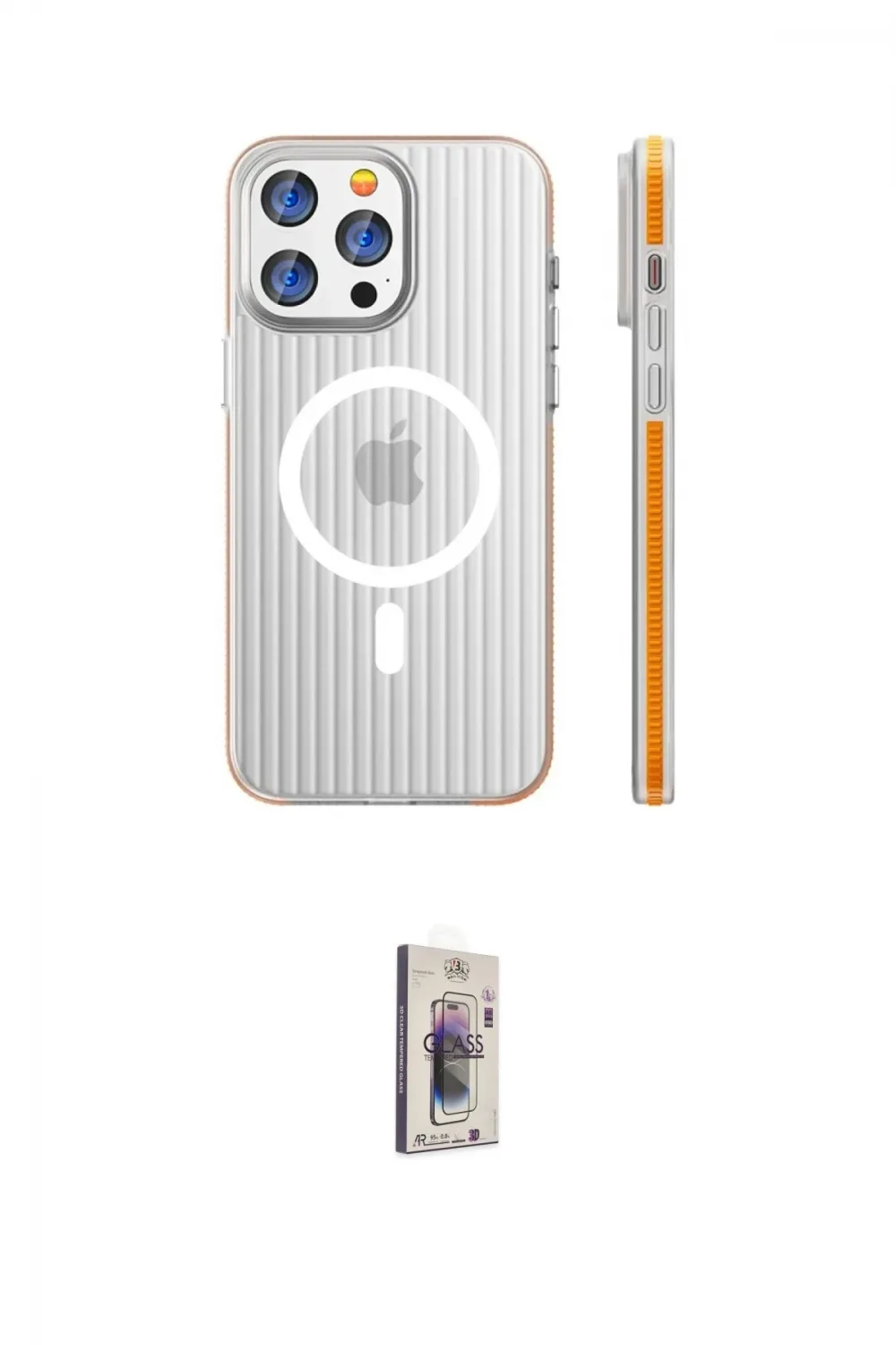 ieg™ iPhone 16 Pro Kılıf Pusula Minimal Koleksiyonu - Siyah Bilvis 3D Cam Ekran Koruyucu