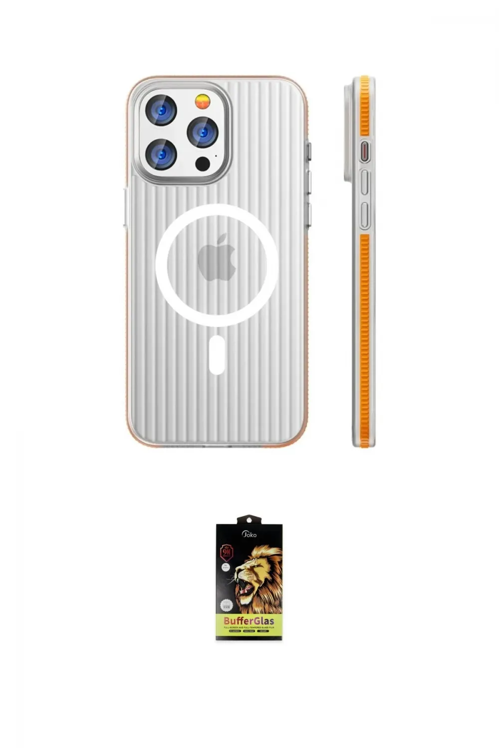 ieg™ iPhone 16 Pro Kılıf Pusula Minimal Koleksiyonu - Siyah Buffer Cam Ekran Koruyucu