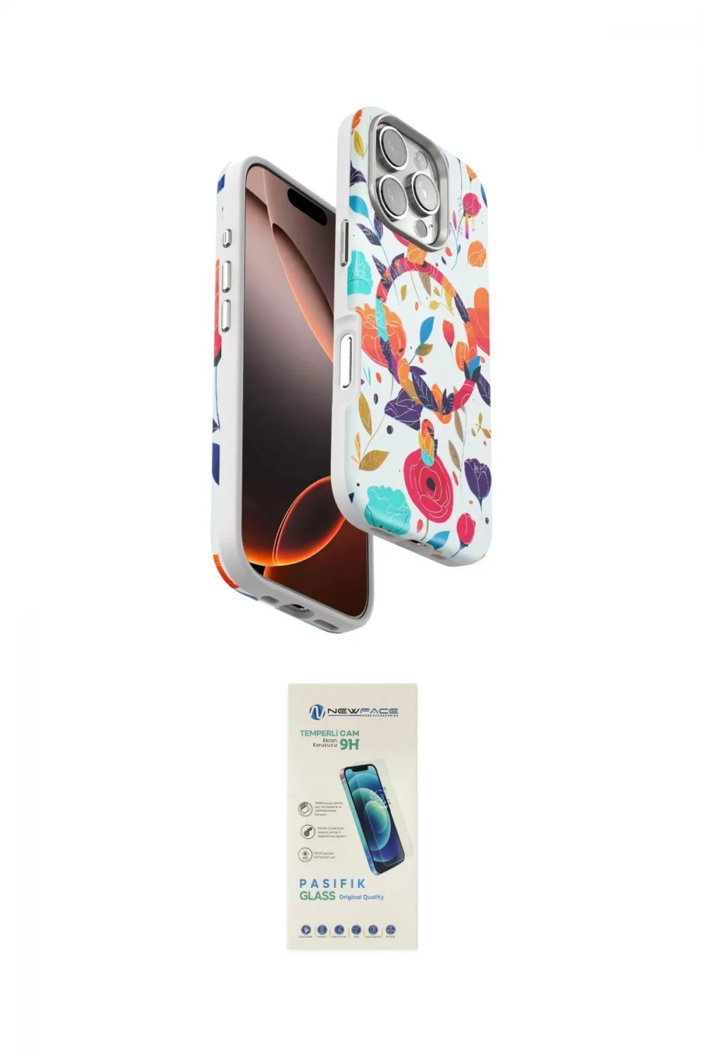 ieg™ iPhone 16 Pro Kılıf Siluet Doku - Şeffaf Pasifik Cam Ekran Koruyucu