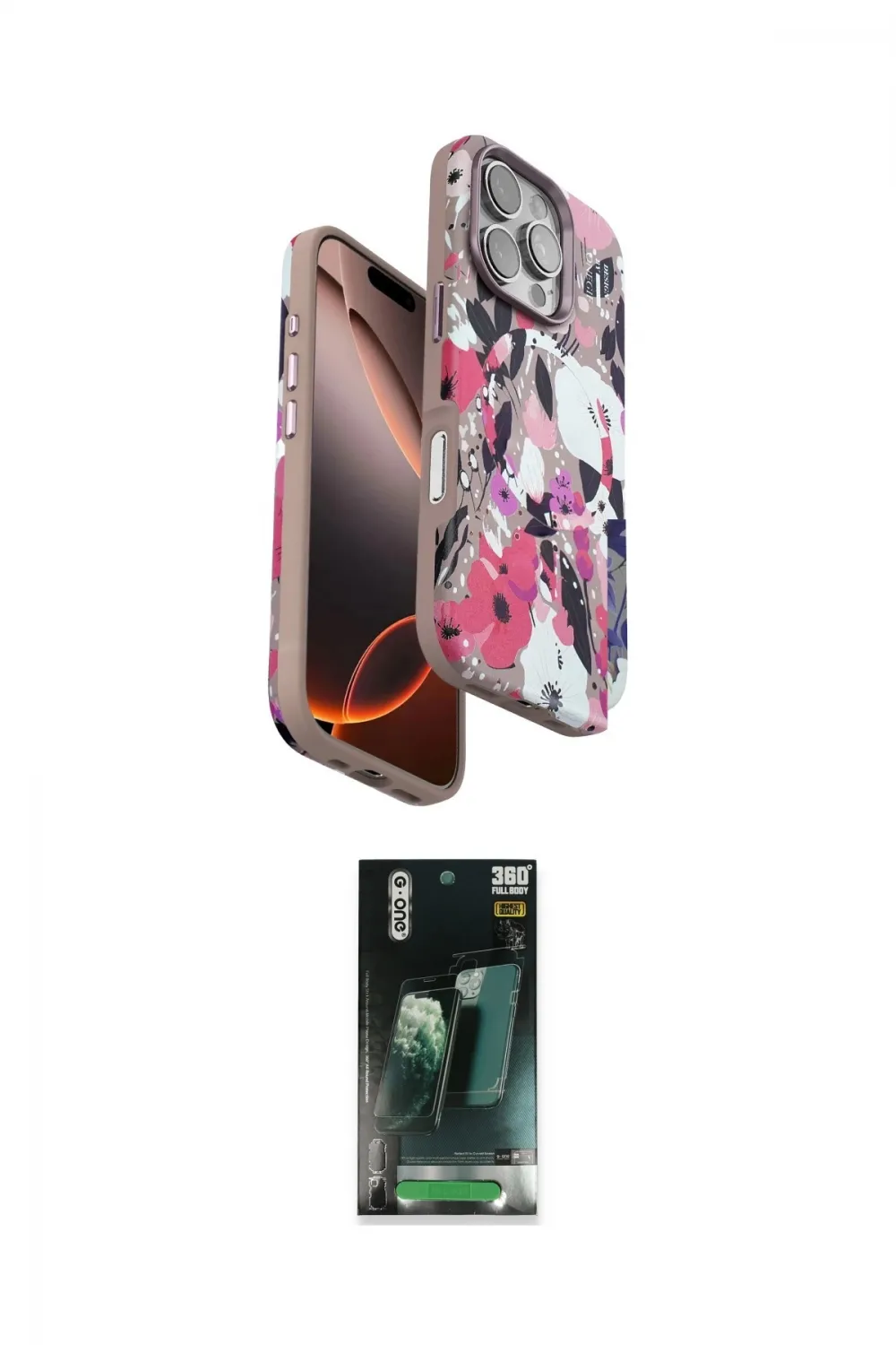 ieg™ iPhone 16 Pro Kılıf Siluet Doku - Siyah 360 Mat Full Body Arka Koruyucu