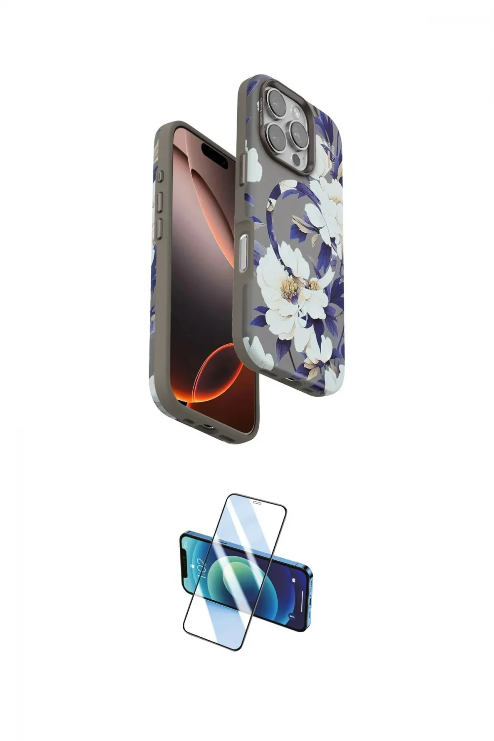 ieg™ iPhone 16 Pro Kılıf Siluet Doku - Siyah 3D Antistatik Cam Ekran Koruyucu