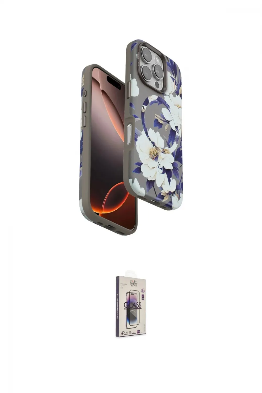 ieg™ iPhone 16 Pro Kılıf Siluet Doku - Siyah Bilvis 3D Cam Ekran Koruyucu
