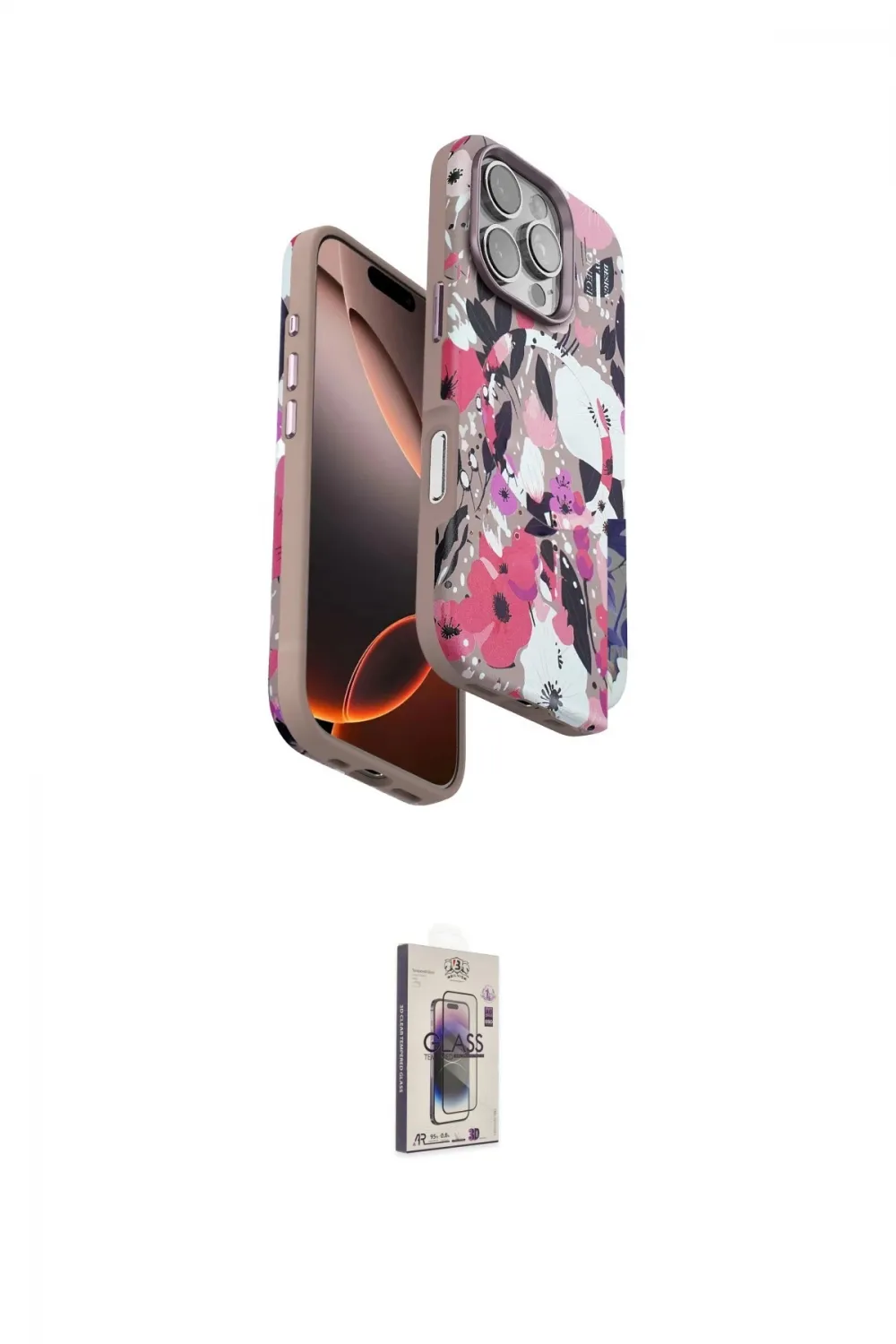 ieg™ iPhone 16 Pro Kılıf Siluet Doku - Siyah Bilvis 3D Cam Ekran Koruyucu