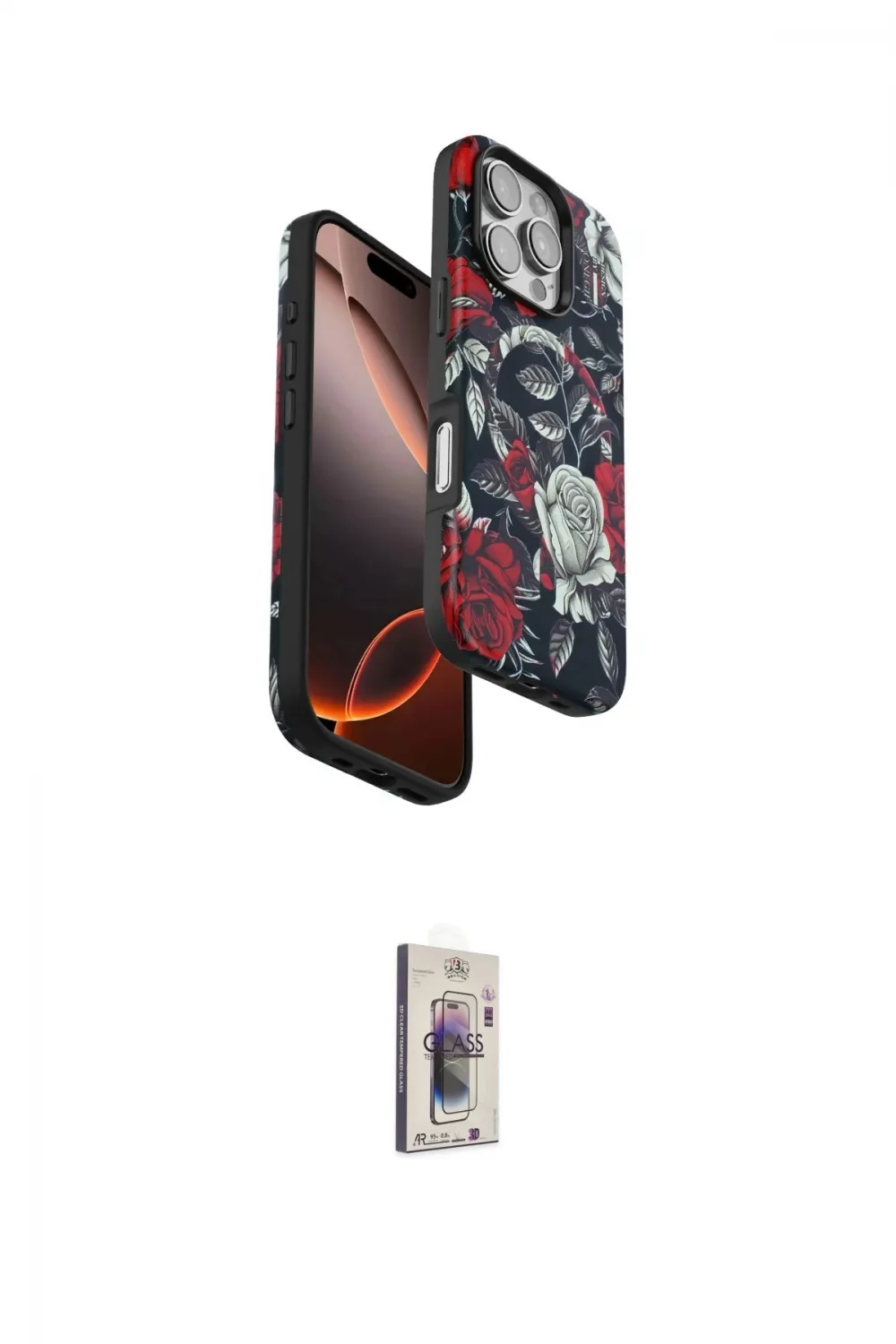 ieg™ iPhone 16 Pro Kılıf Siluet Doku - Siyah Bilvis 3D Cam Ekran Koruyucu