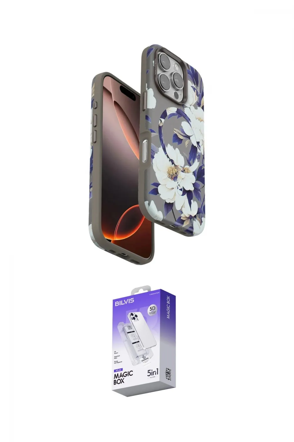 ieg™ iPhone 16 Pro Kılıf Siluet Doku - Siyah Bilvis 5in1 3D Magic Cam Ekran Koruyucu