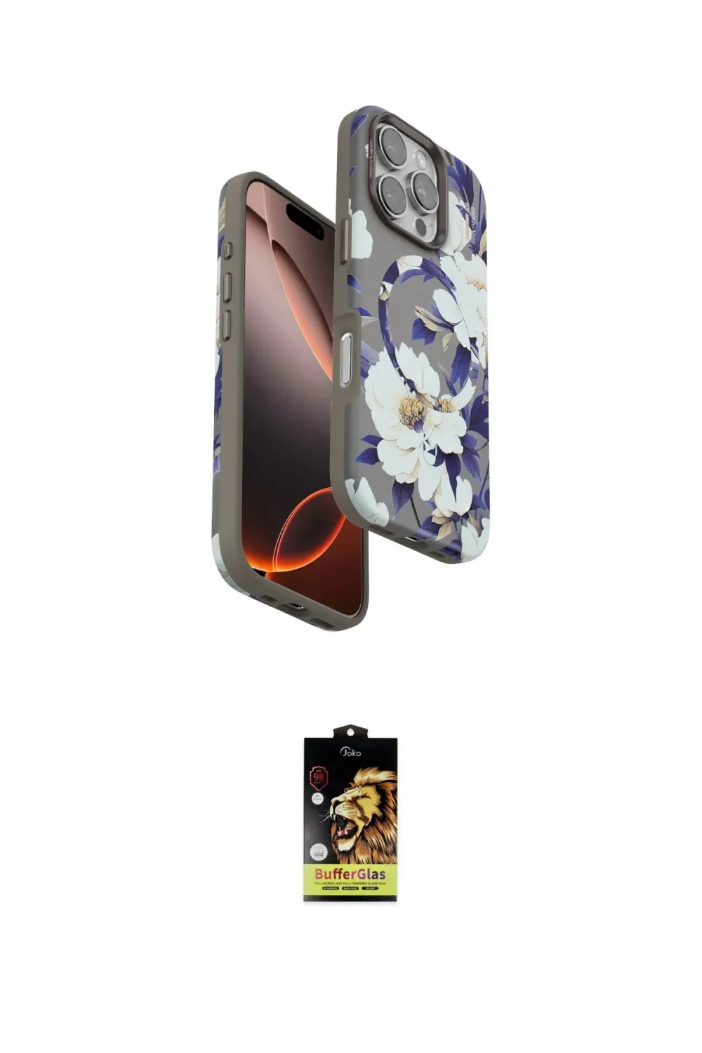 ieg™ iPhone 16 Pro Kılıf Siluet Doku - Siyah Buffer Cam Ekran Koruyucu
