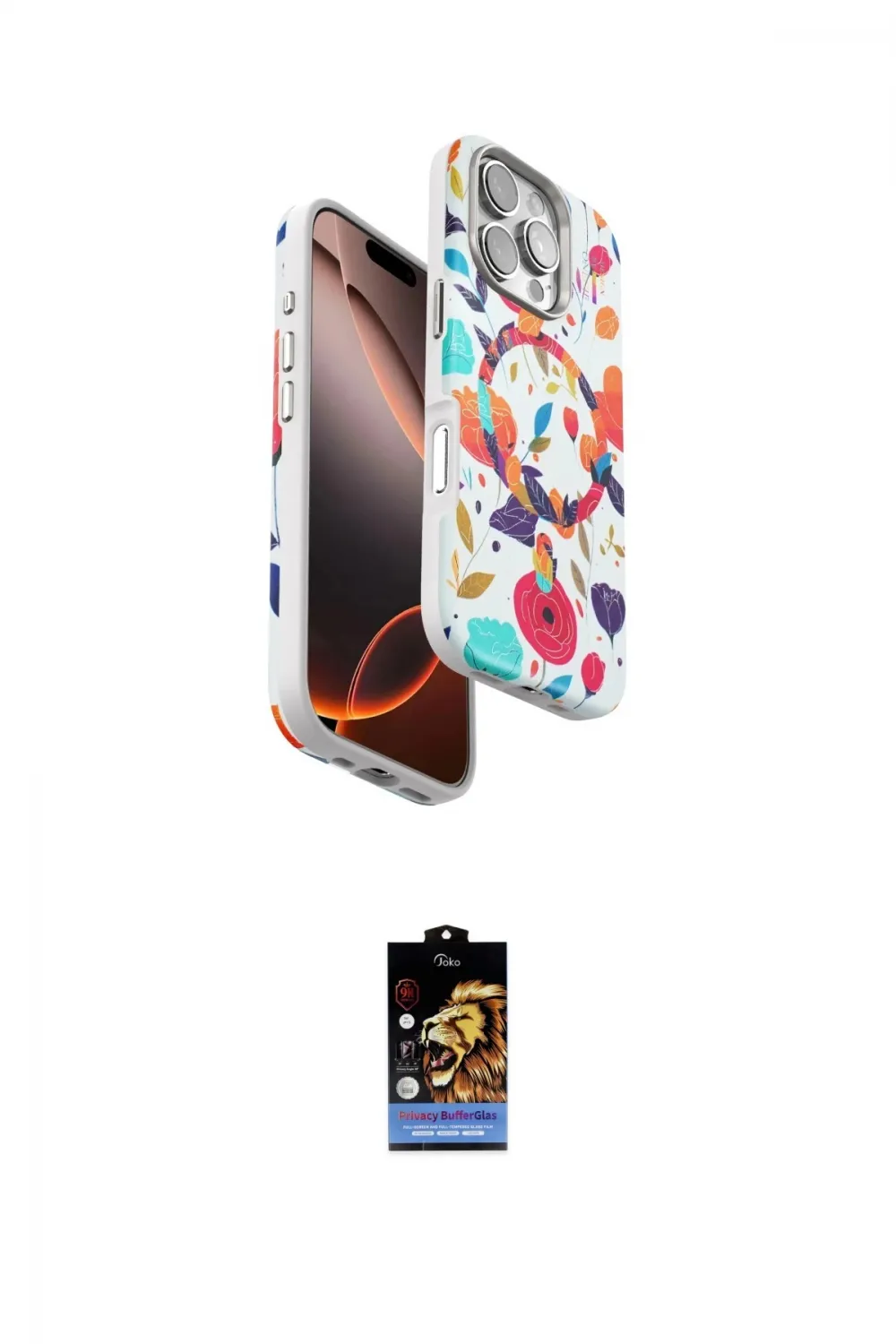 ieg™ iPhone 16 Pro Kılıf Siluet Doku - Siyah Buffer Hayalet Cam Ekran Koruyucu