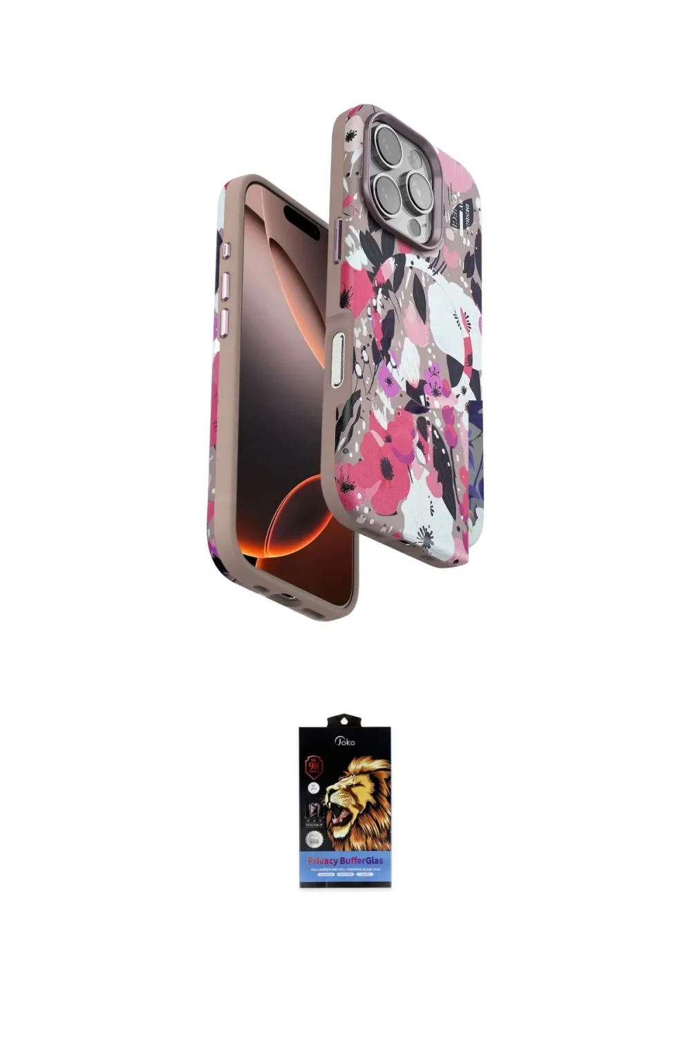 ieg™ iPhone 16 Pro Kılıf Siluet Doku - Siyah Buffer Hayalet Cam Ekran Koruyucu