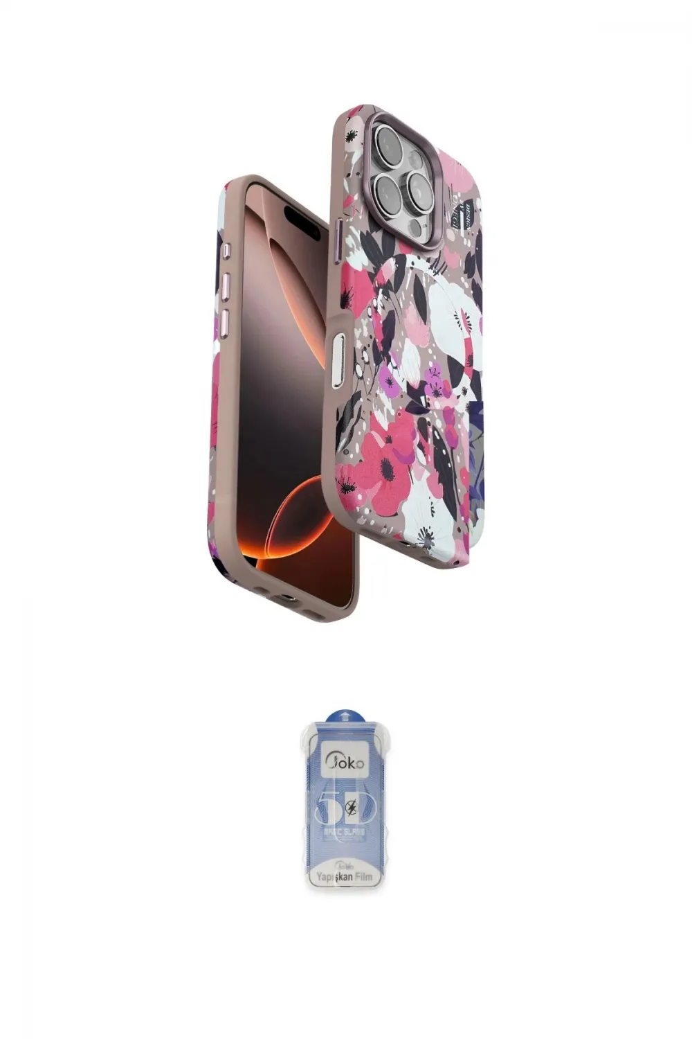 ieg™ iPhone 16 Pro Kılıf Siluet Doku - Siyah Joko Magic 5D Cam
