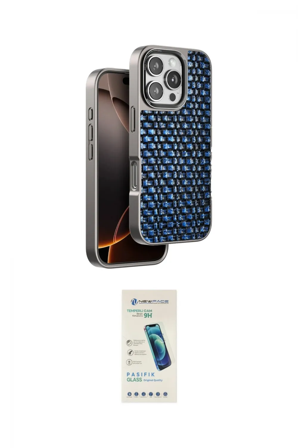 ieg™ iPhone 16 Pro Kılıf Siluet Form Serisi - Şeffaf Pasifik Cam Ekran Koruyucu