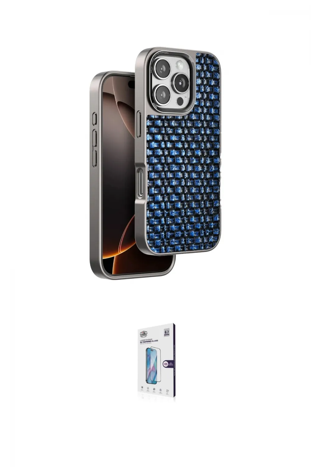 ieg™ iPhone 16 Pro Kılıf Siluet Form Serisi - Siyah Bilvis 0.18mm Plus Cam Ekran Koruyucu