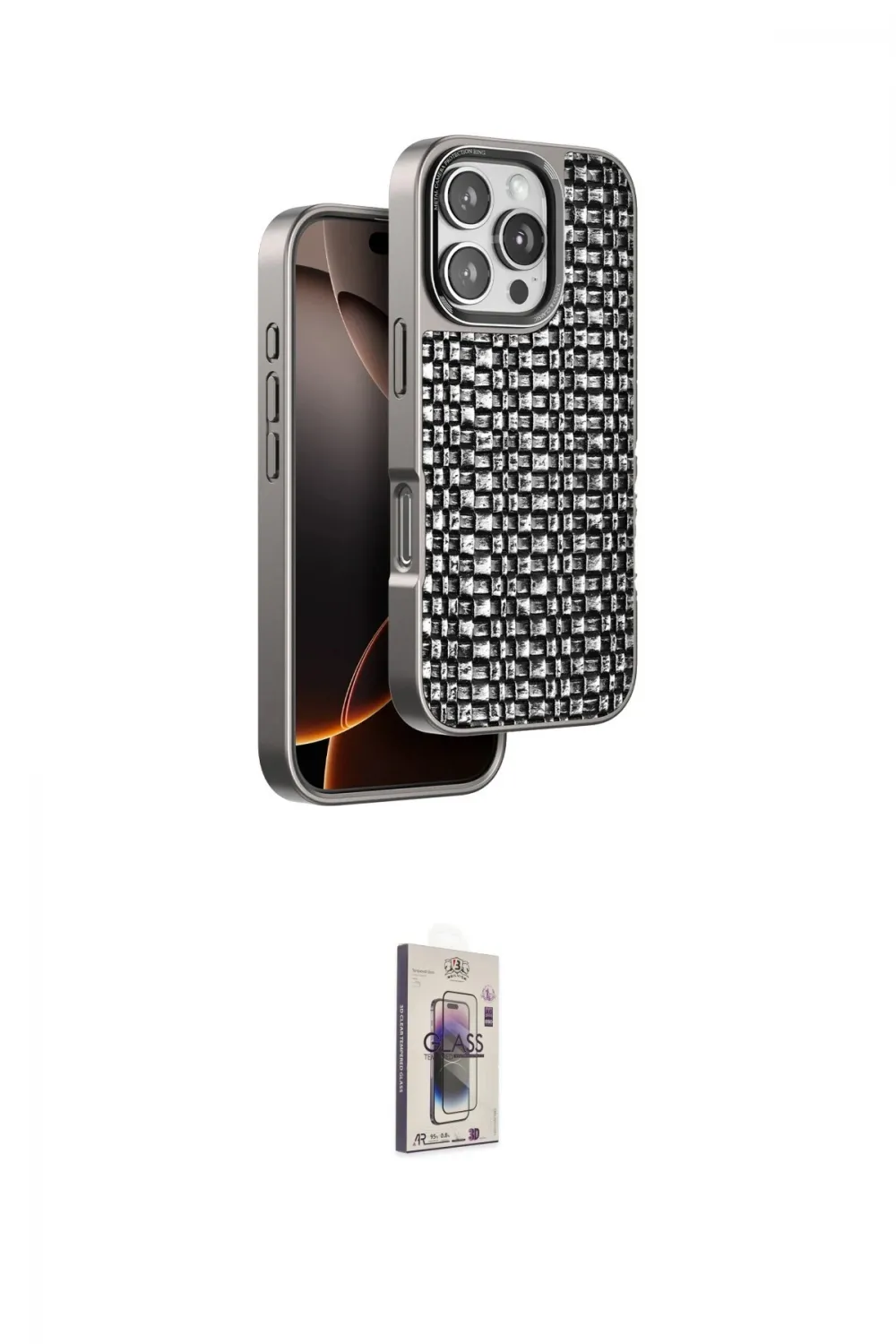 ieg™ iPhone 16 Pro Kılıf Siluet Form Serisi - Siyah Bilvis 3D Cam Ekran Koruyucu