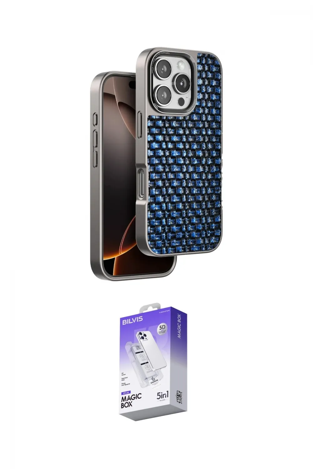 ieg™ iPhone 16 Pro Kılıf Siluet Form Serisi - Siyah Bilvis 5in1 3D Magic Cam Ekran Koruyucu