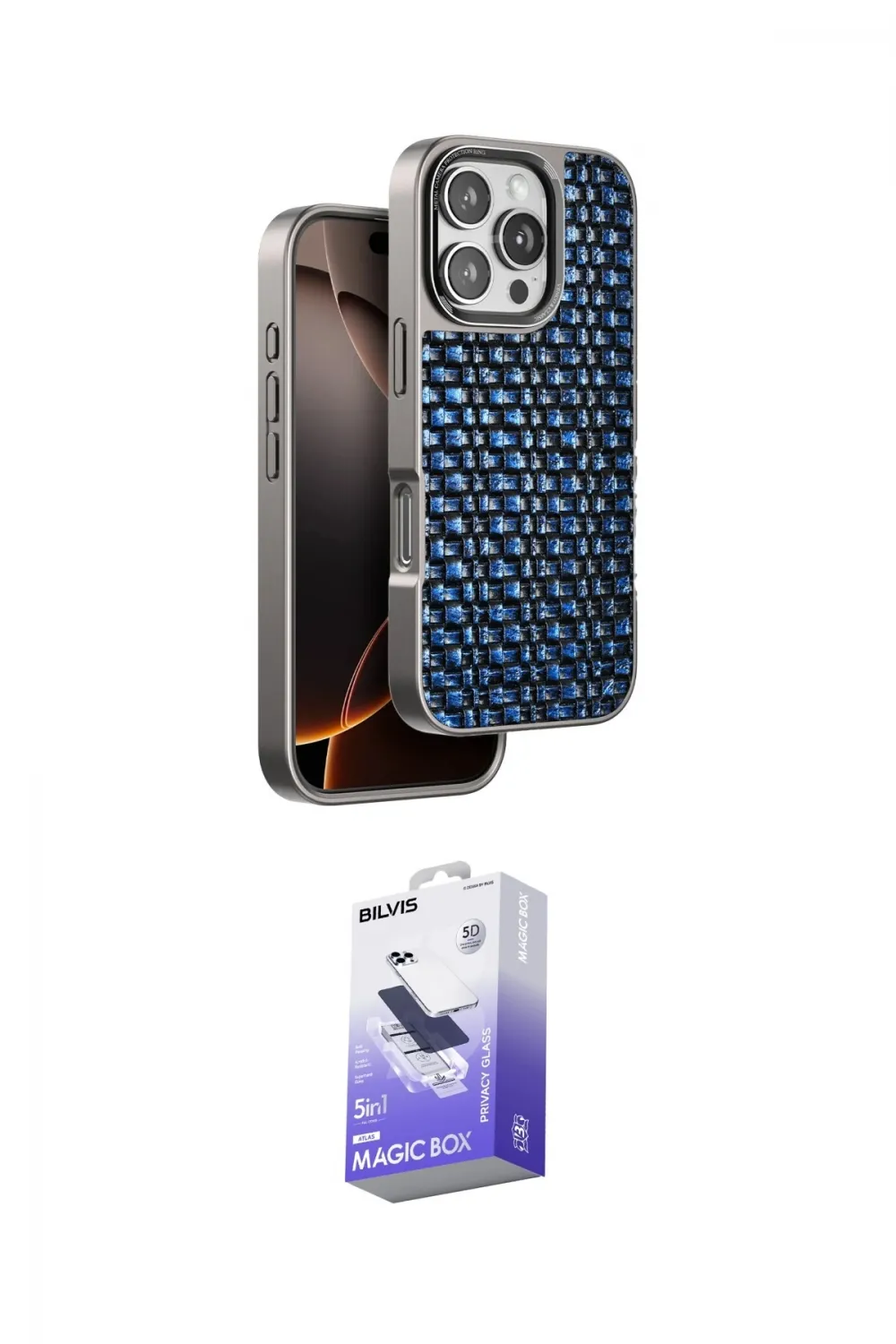 ieg™ iPhone 16 Pro Kılıf Siluet Form Serisi - Siyah Bilvis 5in1 5D Magic Hayalet Cam Ekran Koruyucu