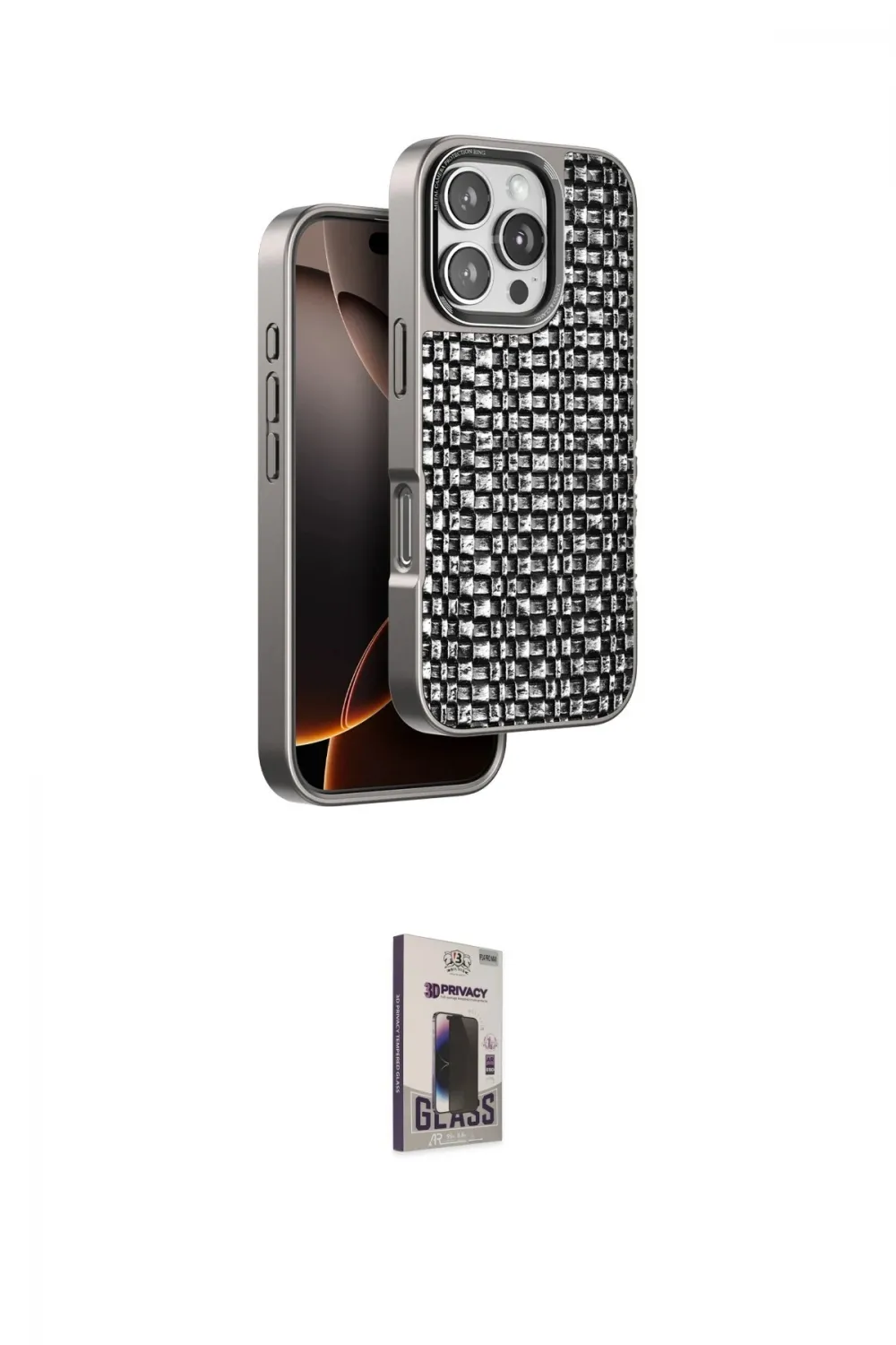 ieg™ iPhone 16 Pro Kılıf Siluet Form Serisi - Siyah Bilvis Hayalet Cam Ekran Koruyucu