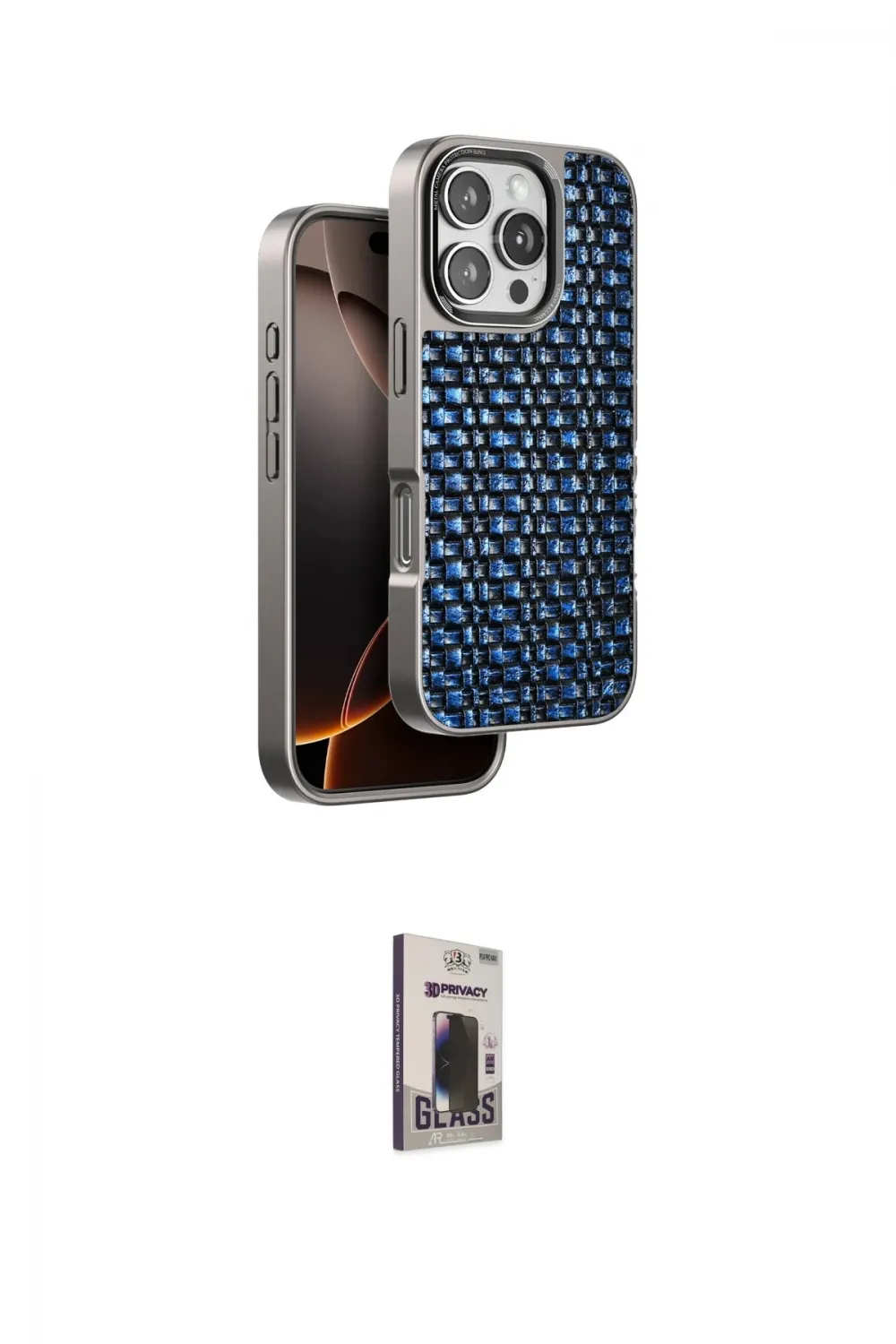 ieg™ iPhone 16 Pro Kılıf Siluet Form Serisi - Siyah Bilvis Hayalet Cam Ekran Koruyucu