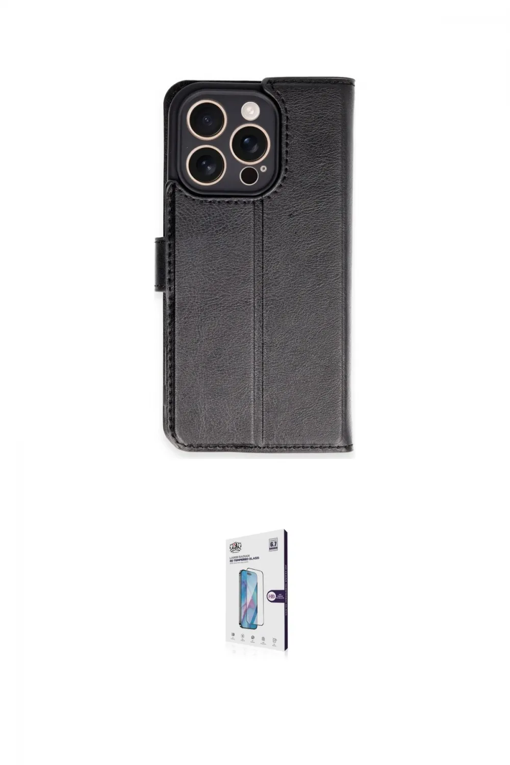 ieg™ iPhone 16 Pro Kılıf Siluet Işık Serisi - Siyah Bilvis 0.18mm Plus Cam Ekran Koruyucu