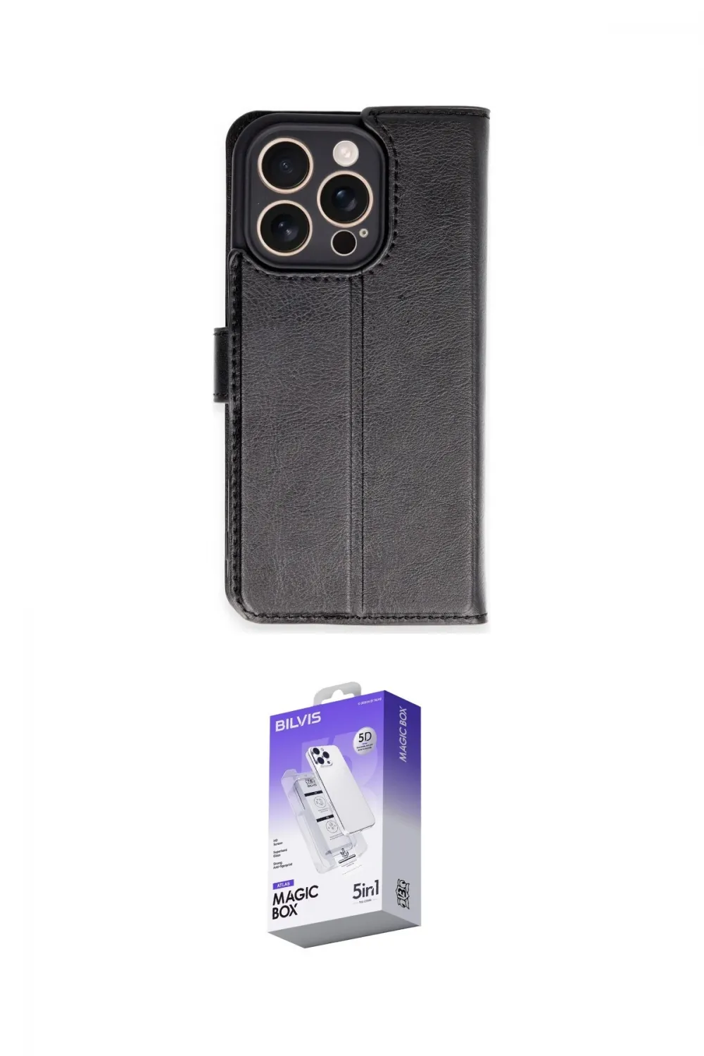 ieg™ iPhone 16 Pro Kılıf Siluet Işık Serisi - Siyah Bilvis 5in1 3D Magic Cam Ekran Koruyucu