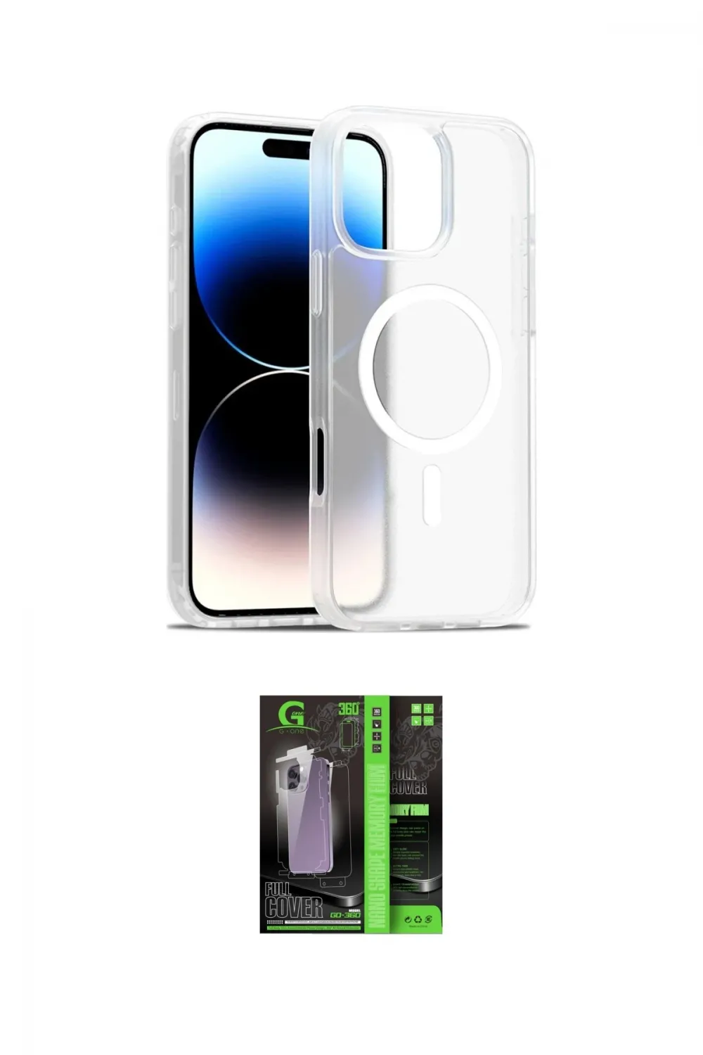 ieg™ iPhone 16 Pro Kılıf Siluet Minimal Prime - Şeffaf 360 Full Body Arka Koruyucu