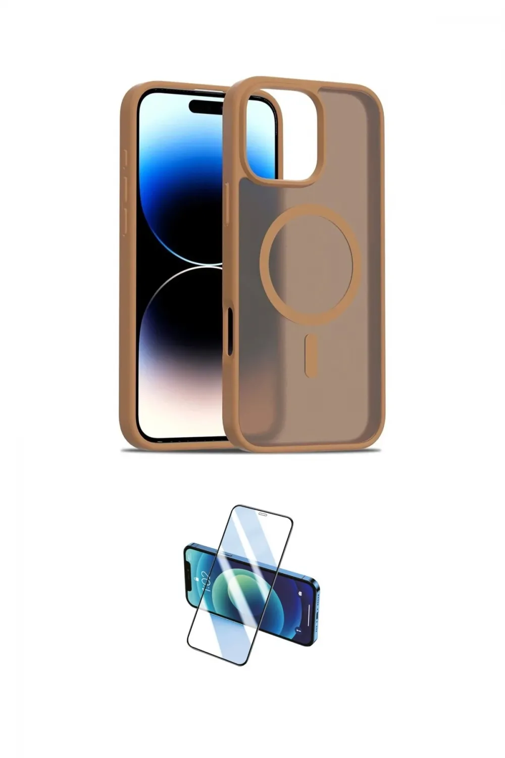 ieg™ iPhone 16 Pro Kılıf Siluet Minimal Prime - Siyah 3D Antistatik Cam Ekran Koruyucu