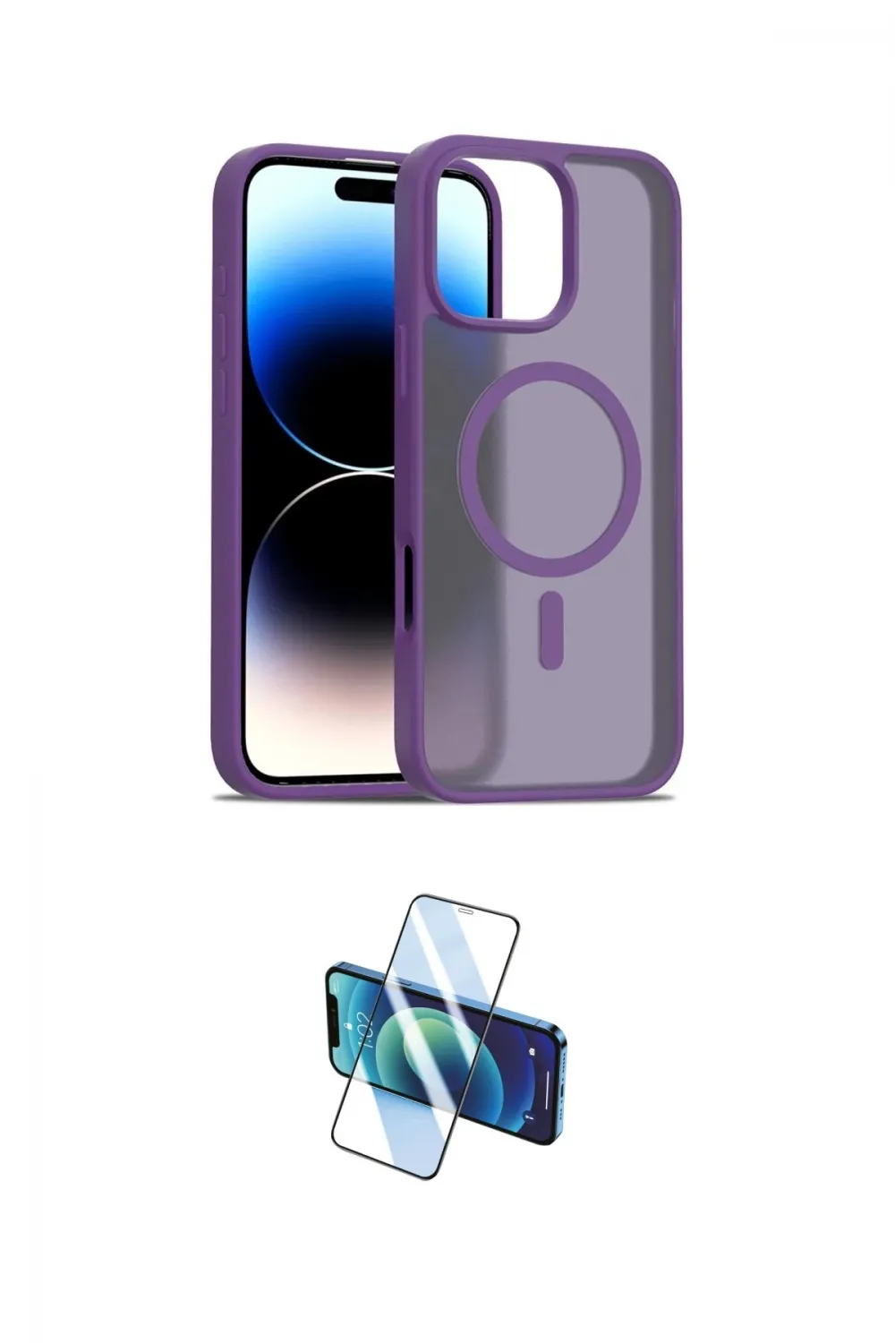 ieg™ iPhone 16 Pro Kılıf Siluet Minimal Prime - Siyah 3D Antistatik Cam Ekran Koruyucu