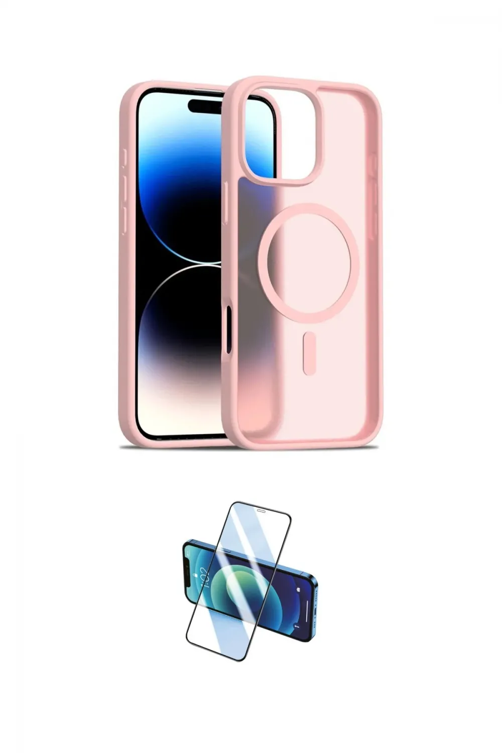 ieg™ iPhone 16 Pro Kılıf Siluet Minimal Prime - Siyah 3D Antistatik Cam Ekran Koruyucu