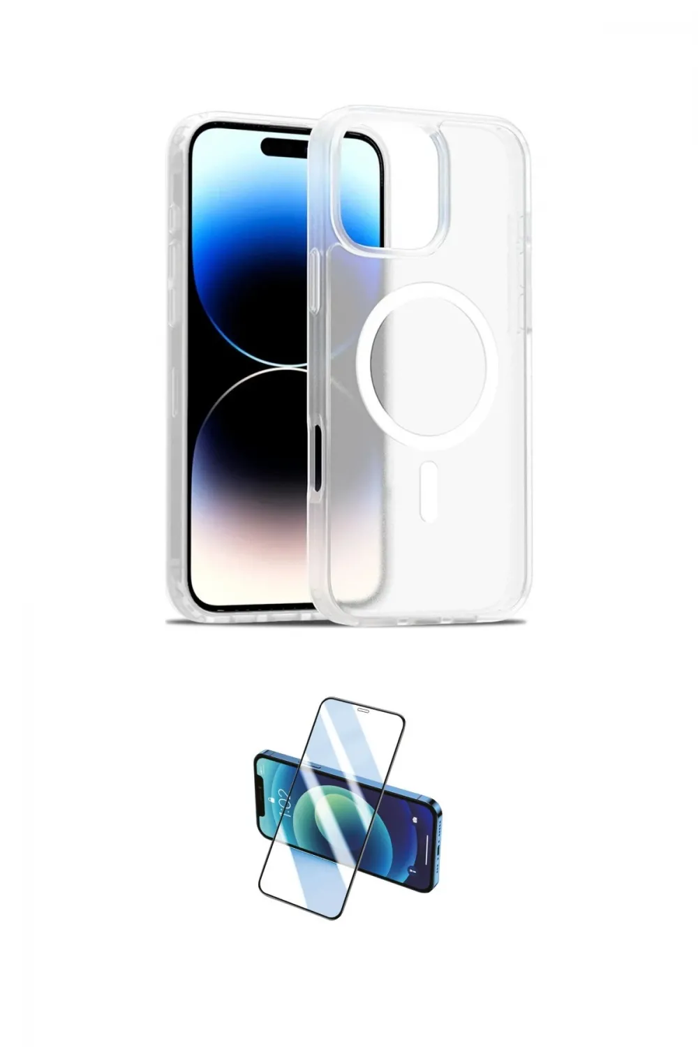 ieg™ iPhone 16 Pro Kılıf Siluet Minimal Prime - Siyah 3D Antistatik Cam Ekran Koruyucu