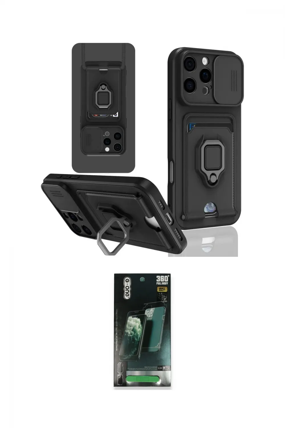 ieg™ iPhone 16 Pro Kılıf Vadi Form Prime - Siyah 360 Mat Full Body Arka Koruyucu