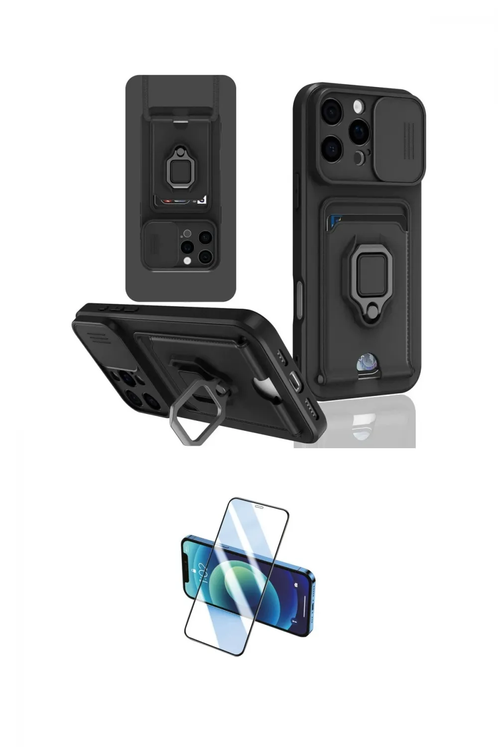 ieg™ iPhone 16 Pro Kılıf Vadi Form Prime - Siyah 3D Antistatik Cam Ekran Koruyucu