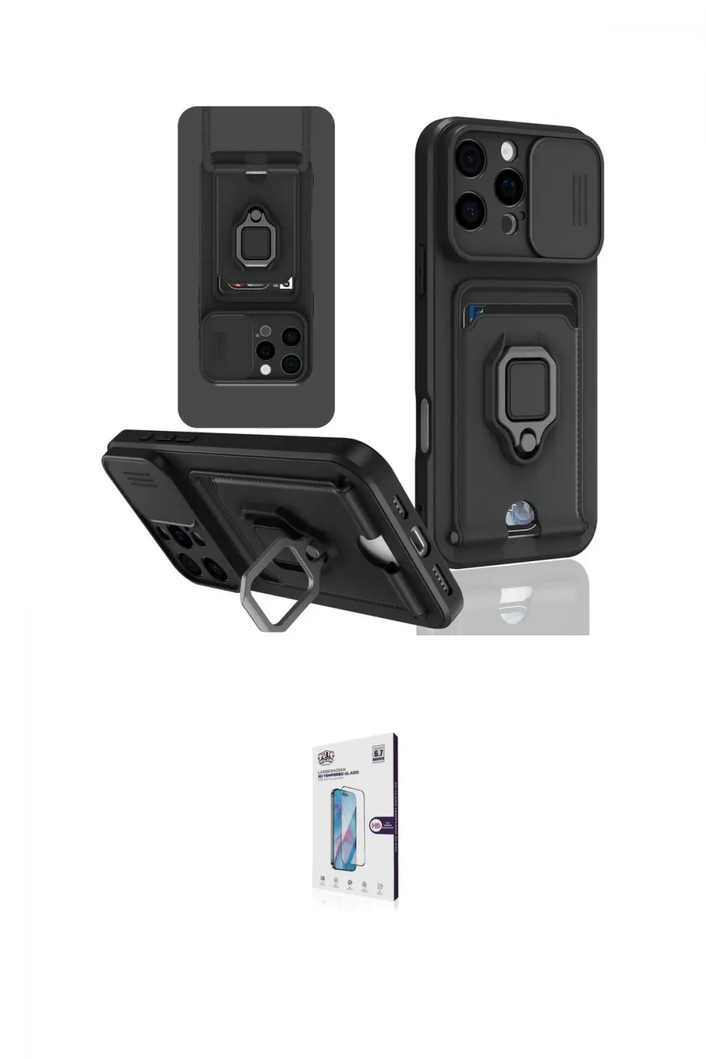 ieg™ iPhone 16 Pro Kılıf Vadi Form Prime - Siyah Bilvis 0.18mm Plus Cam Ekran Koruyucu