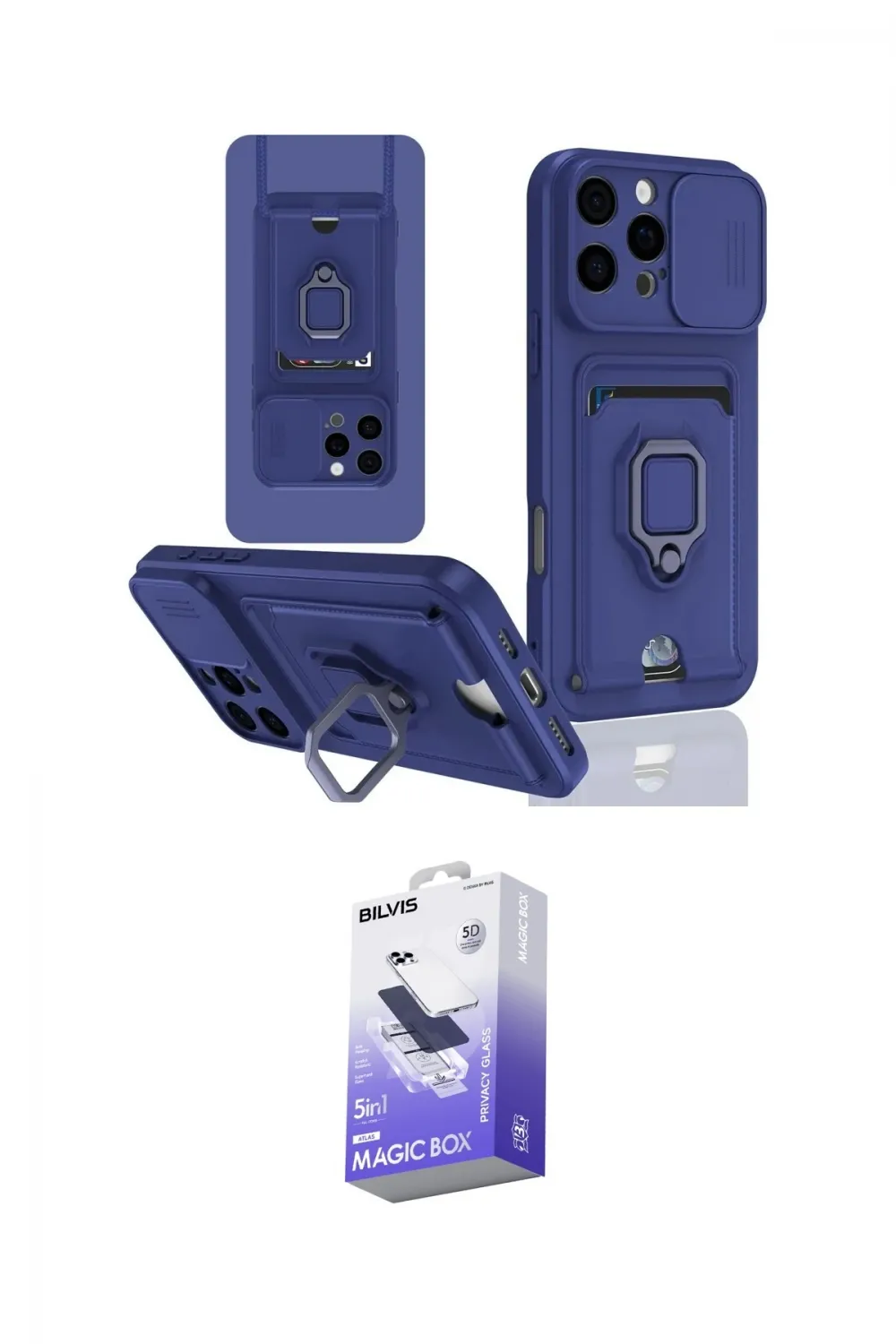 ieg™ iPhone 16 Pro Kılıf Vadi Form Prime - Siyah Bilvis 5in1 5D Magic Hayalet Cam Ekran Koruyucu