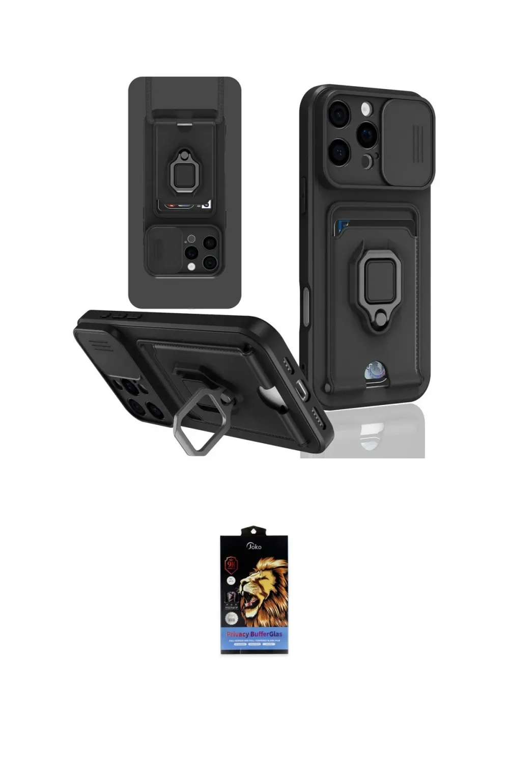 ieg™ iPhone 16 Pro Kılıf Vadi Form Prime - Siyah Buffer Hayalet Cam Ekran Koruyucu
